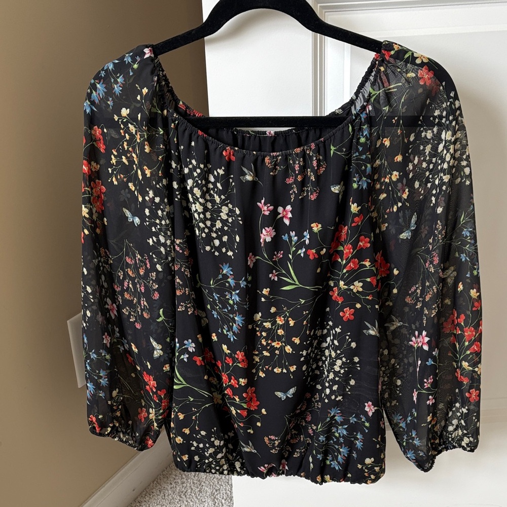 Alice + Olivia Black Floral Blouse